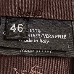 Pre Owned Gucci Brown Leather Button Front Madonna Bomber Jacket M 