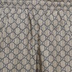 Pre Owned Gucci Grey Synthetic GG Supreme Web Stripe Print Sweat Pants L 
