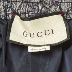 Pre Owned Gucci Grey Synthetic GG Supreme Web Stripe Print Sweat Pants L 