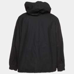 Pre Owned Gucci Black Cotton Web Stripe Drawstring Windbreaker Hoodie XL 