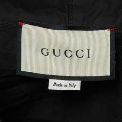 Pre Owned Gucci Black Cotton Web Stripe Drawstring Windbreaker Hoodie XL 
