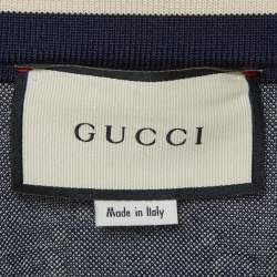 Pre Owned Gucci Navy Blue Monogram Jacquard Knit Track Jacket M