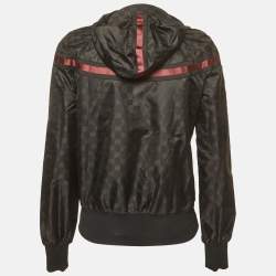 Pre Owned Gucci Vintage Black Monogram Synthetic Zip-Up Jacket M