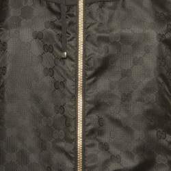 Pre Owned Gucci Vintage Black Monogram Synthetic Zip-Up Jacket M