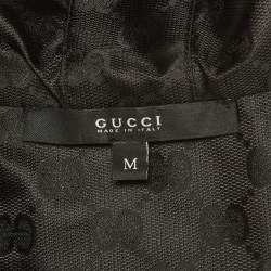Pre Owned Gucci Vintage Black Monogram Synthetic Zip-Up Jacket M