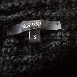 Gucci Black Chunky Rib Knit Wool Mohair Crew Neck Sweater S