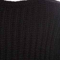 Gucci Black Chunky Rib Knit Wool Mohair Crew Neck Sweater S