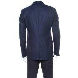 Gucci Nautical Blue Cashmere Patch Pocket Detail Tailored Blazer L