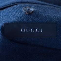 Gucci Nautical Blue Cashmere Patch Pocket Detail Tailored Blazer L