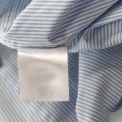 Gucci Blue and White Striped Floral Printed Long Sleeve Skinny Shirt L