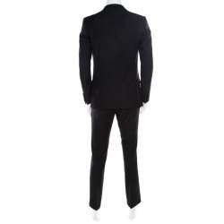 Gucci Black Wool Jacquard Trim Tuxedo Suit L