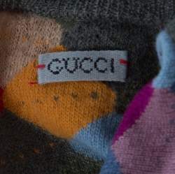 Gucci Multicolor Wool Argyle Knit Sweater XL 