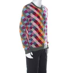 Gucci Multicolor Wool Argyle Knit Sweater XL 