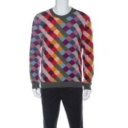 Gucci Multicolor Wool Argyle Knit Sweater XL 