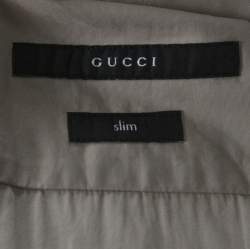 Gucci Beige Cotton Concealed Placket Detail Long Sleeve Shirt M