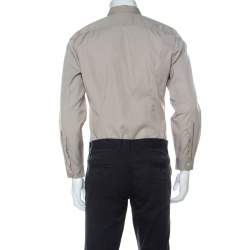 Gucci Beige Cotton Concealed Placket Detail Long Sleeve Shirt M