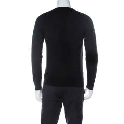 Gucci Black Wool V-Neck Hysteria Crest Sweater S