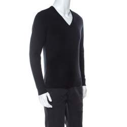 Gucci Black Wool V-Neck Hysteria Crest Sweater S