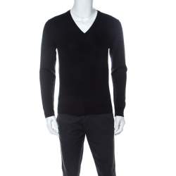Gucci Black Wool V-Neck Hysteria Crest Sweater S