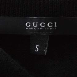 Gucci Black Wool V-Neck Hysteria Crest Sweater S