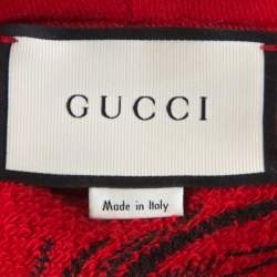 Gucci Red Cotton Jersey Dragon Embroidered Hoodie L
