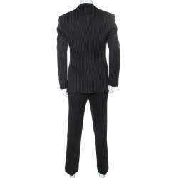 Gucci Black Pinstripe Wool and Mohair Blend Regular Fit Suit L 
