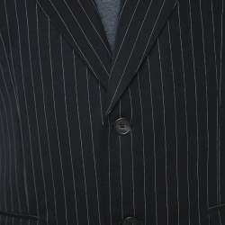 Gucci Black Pinstripe Wool and Mohair Blend Regular Fit Suit L 