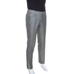 Gucci Black and White Houndstooth Pattern Wool Blend Trousers M