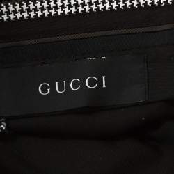 Gucci Black and White Houndstooth Pattern Wool Blend Trousers M