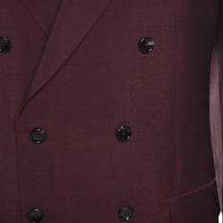 Gucci Burgundy Mohair Blend Double Breasted Blazer XXL 