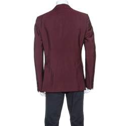 Gucci Burgundy Mohair Blend Double Breasted Blazer XXL 