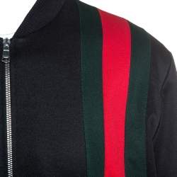 Gucci Black Classic Web Striped Jersey Technical Bomber Jacket XL