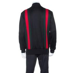 Gucci Black Classic Web Striped Jersey Technical Bomber Jacket XL