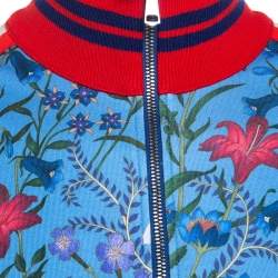 Gucci Blue New Floral Print Jersey Track Jacket XL