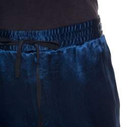 Gucci Blue Satin Striped Detail Jogging Pants XXL