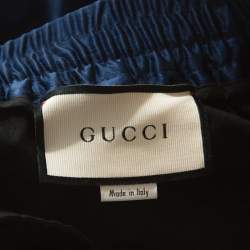 Gucci Blue Satin Striped Detail Jogging Pants XXL