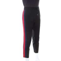 Gucci Black Striped Detail Wool and Mohair Track Pants XXL
