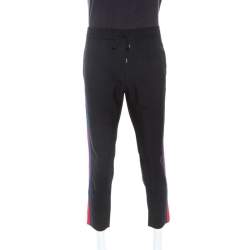 Gucci Black Striped Detail Wool and Mohair Track Pants XXL