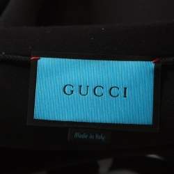 مملوكة مسبقًا سويت شيرت غوتشي حافة مغايره مطبوع كلمات "Life is Gucci" قطن أسود XXL