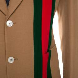 Gucci Camel Wool And Silk-Blend Web Striped Blazer XXL