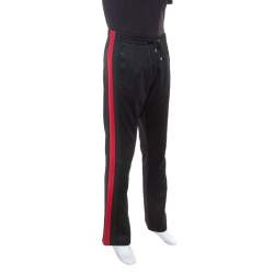 Gucci Black Cotton Jersey Web Striped Track Pants M