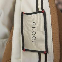 Gucci Camel Wool And Silk-Blend Web Striped Flared Trousers XXL