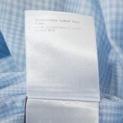 Gucci White And Blue Checked Cotton Button Front Slim Fit Shirt XL