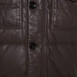 Gucci Brown Leather Quilted Bomber Jacket M