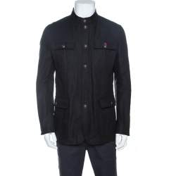 Gucci Black Cotton Button Front Coat M