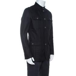 Gucci Black Cotton Button Front Coat M