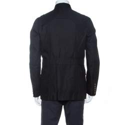 Gucci Black Cotton Button Front Coat M