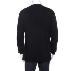 Gucci Black Chevron & Leopard Appliqued Cotton Polo T-Shirt M