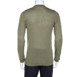 Gucci Pale Olive Green Merino Wool Lightweight Knit Sweater L
