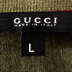 Gucci Pale Olive Green Merino Wool Lightweight Knit Sweater L